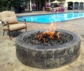 24 Inch Round Gas Fire Pit with Electronic Ignition 125,000 BTU